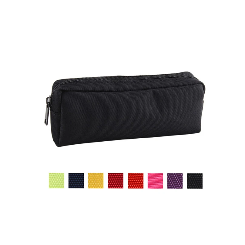 Canvas Blue Pencil Case Solid Color Stripes Simple Pencil Bags for