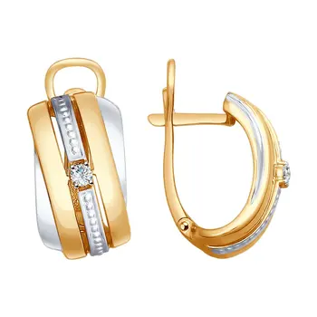 

Sokolov gold drop earrings with stones with diamonds, fashion jewelry, 585, women's male, long earrings