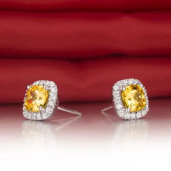 

Earrings-studs Silver 925 tests with citrine Rhodium