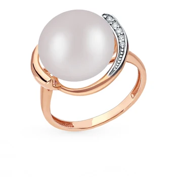 

Gold ring with cubic zirconia and pearls sunlight sample 585