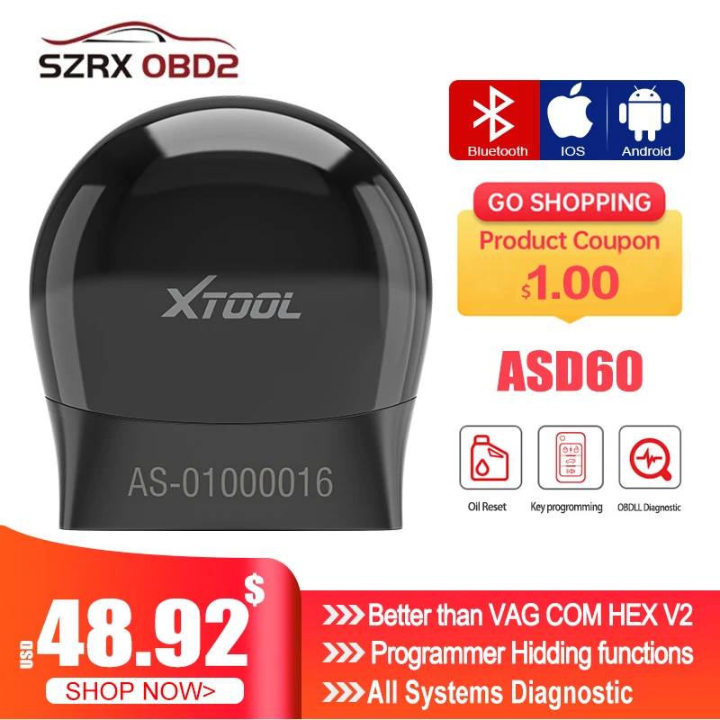 XTOOL ASD60 OBD2 Diagnostic Tools For Benz For VW for BMW Full Automotivo OBD II Code read With 15 Reset Functions Free update