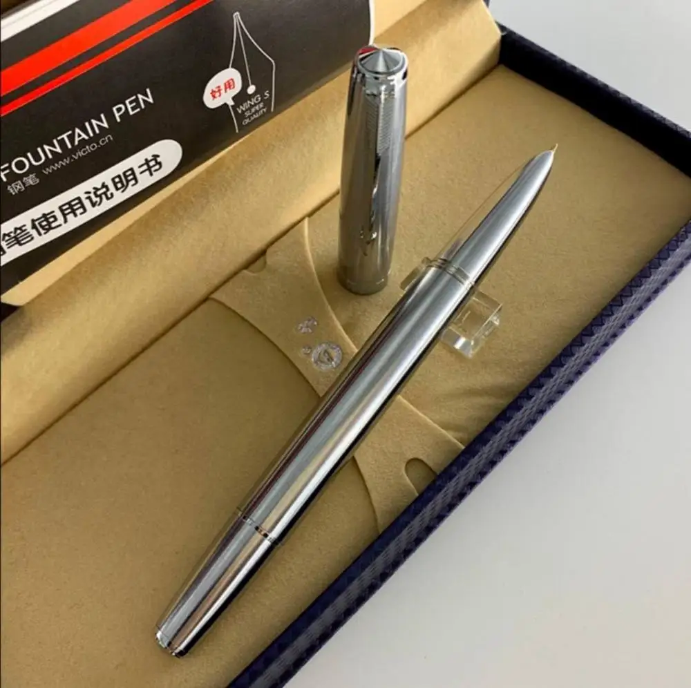 Перьевая ручка Wing Sung 601 со стальными чернилами с капюшоном EF/F под золото 14 к