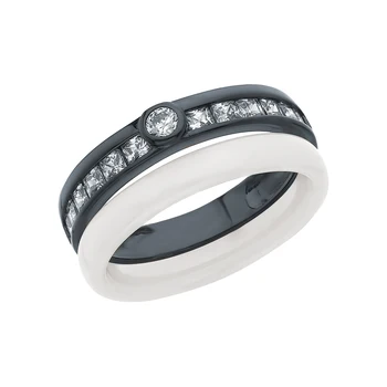 

Silver ring with ceramics and cubic zirconia sunlight