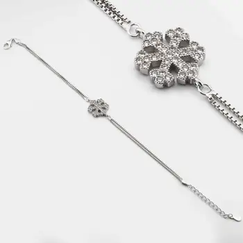 

925 Sterling Silver Zircon Cubic Zirconia Snowflake Bracelet