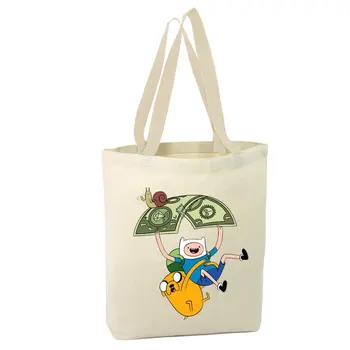 

Angemiel Bag Adventure Time Fun Finn and Jack Shopping Beach Tote Bag