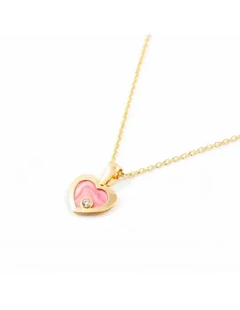 

Gold pendant Heart with Pearl Pink and circon (9kts)