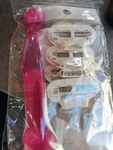 1 de afeitar mango + 4 hojas de afeitar reemplazables mujeres Manual de afeitar peluquería Trimmer Bikini de las axilas de afeitar