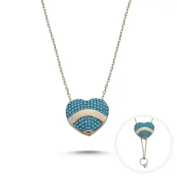 

Angemiel 925 Silver Zircon Stone Inside Engagement Secret Heart Necklace-Rose Gold Plated