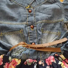 Vestido vaquero Floral para niñas, ropa informal de manga corta con cinturón para fiesta de verano