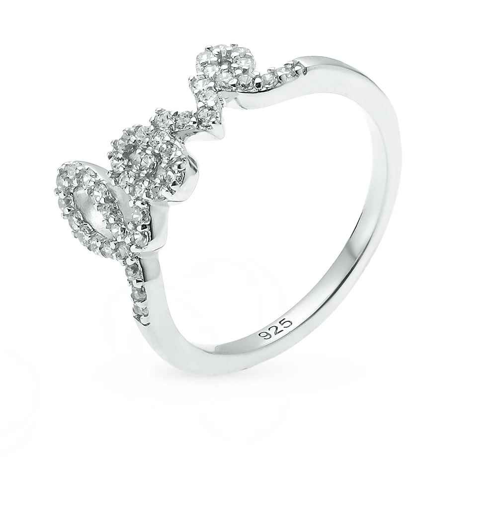 Серебряное кольцо с фианитами SUNLIGHT проба 925