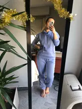 Chándal de lana para mujer, conjunto de dos piezas con capucha de gran tamaño, sudadera y pantalones de Color sólido, trajes informales de otoño e invierno