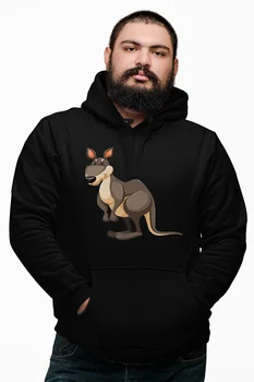 

Angemiel Wear Bouncing Kangaroo Black Male Hooded Sweatshirt