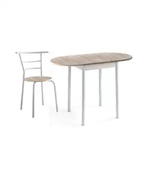 

Set Eva table and 2 chairs, white and canadian Oak