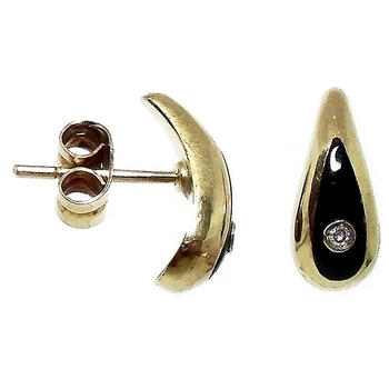 

Earrings 18k gold sparkling diamond glazed black [492P]