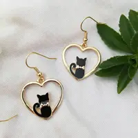 Fashion Cute Animal Kitten Leaf Dangle Earrings For Women Cat Rabbit Moon Flowers Asymmetrical Sweet Earring Girl Party Jewelry - Image 3