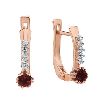 

Silver earrings with cubic zirconia and Garnet sunlight sample 925