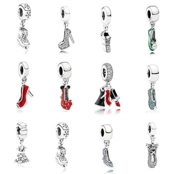 

Elegant Personality 925 Silver Pendant skirt,Green Ballet, Blue Slippers, Red High Heels Skates Ladies Fashion Jewelry Pendant