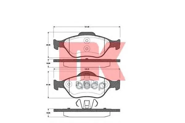 Колодки Тормозные Ford Fiesta 9501/01/Fusion 01 Передние Nk 222557 Nk арт. 222557