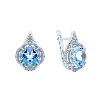 

Silver earrings with cubic zirconia and London Topaz sunlight sample 925
