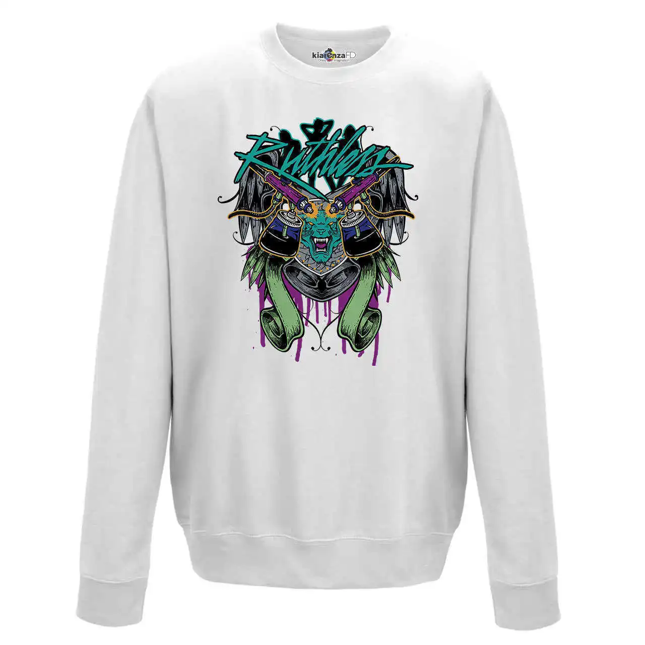 Sudadera de cuello aerógrafo tatuajes Tatuajes murales tinta Graffiti Ruthless S blanco|Sudaderas con capucha y sudaderas| - AliExpress