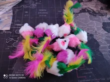 Mini juguetes de lana suave para gatos y gatos, ratón falso, pluma colorida, juego de entrenamiento divertido, suministros para Mascotas y Cachorros