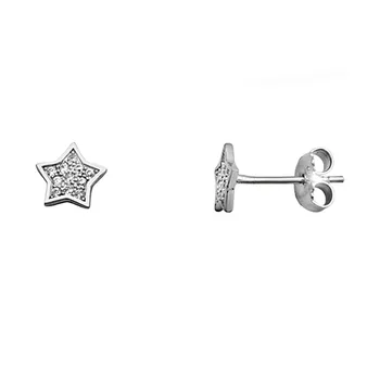 

925 Sterling silver earrings m. Rhodium Star zircons [AA3655]