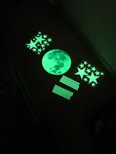 Pegatinas de pared brillantes en la oscuridad, 435 Uds., punto de estrella de Luna luminosa, pegatinas de pared fluorescente, decoración ambiental