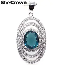 40x20 мм элегантные длинные Лондонский голубой топаз натуральный CZ женские серебряные серьги