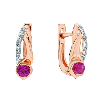 

Gold earrings with rubies and diamonds sunlight sample 585