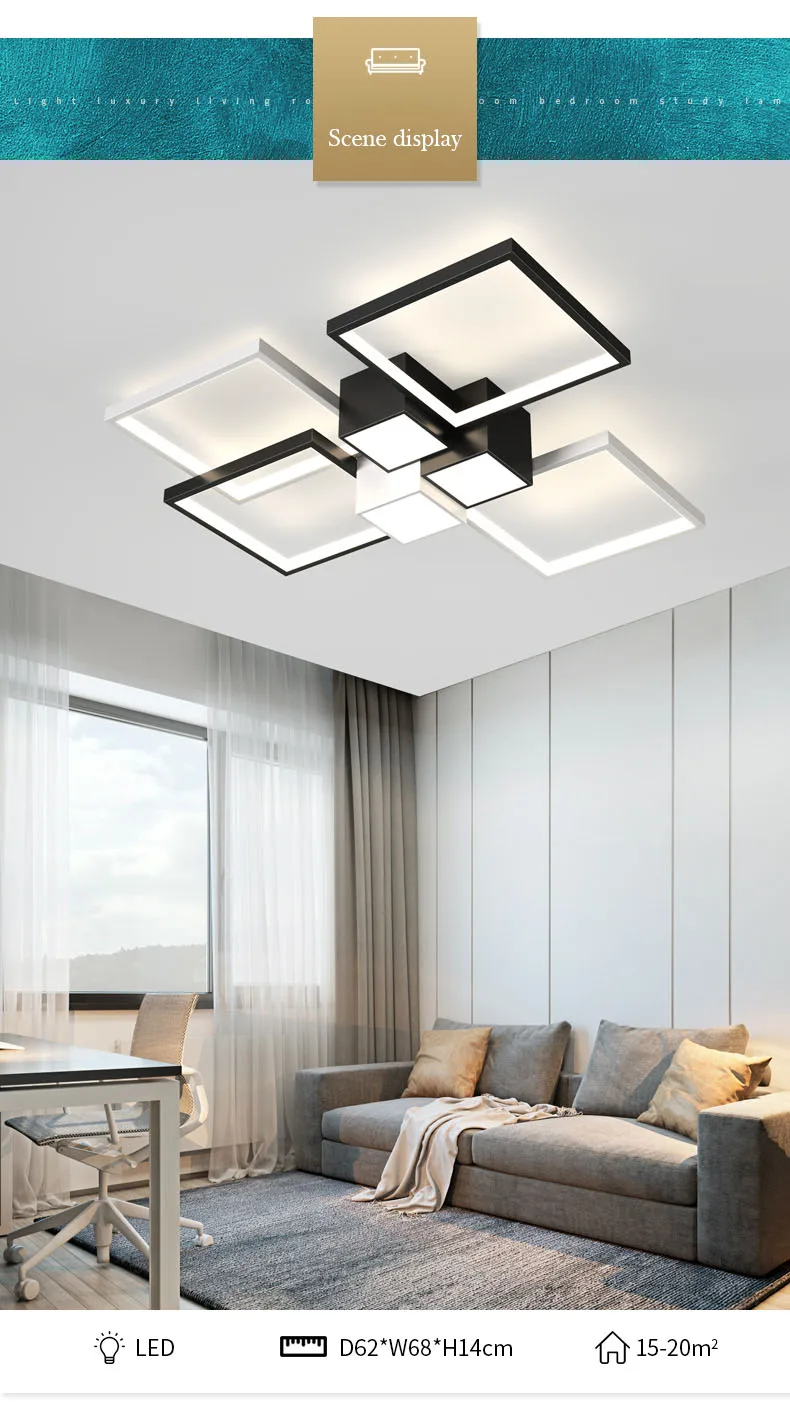 Modern Simple Design LED Chandelier For Living Room Bedroom Dining Room Kitchen Ceiling Lamp Black White Geometry Creative Light entryway chandelier