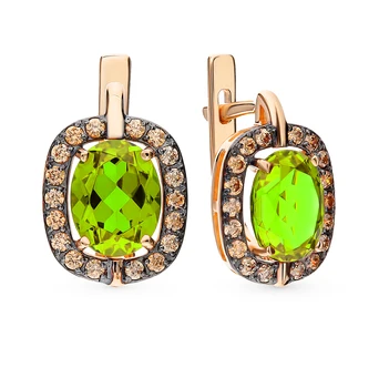 

Gold earrings with sultanites and cubic zirconia sunlight sample 585 test