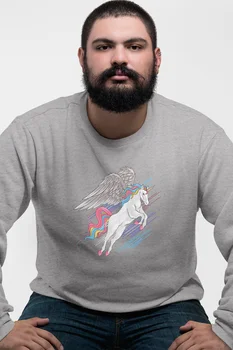 

Angemiel Wear Flying Sweet Unicorn Gray Men 'S Sweatshirt