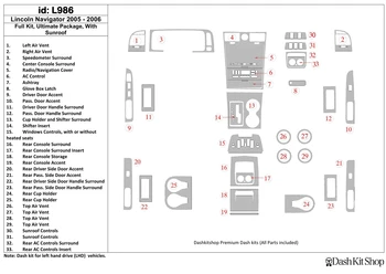 

Interior trim for Lincoln Navigator 2005-2006. Set L986.