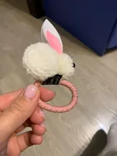 Lindo animal Bola de pelo de conejo, anillo mujer banda de goma elástica pelo bandas coreano sombreros niños ornamentos accesorios para el cabello