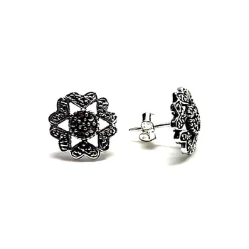 

Sterling silver earrings 925m smooth 13mm. Marquesitas flower [AA8890]