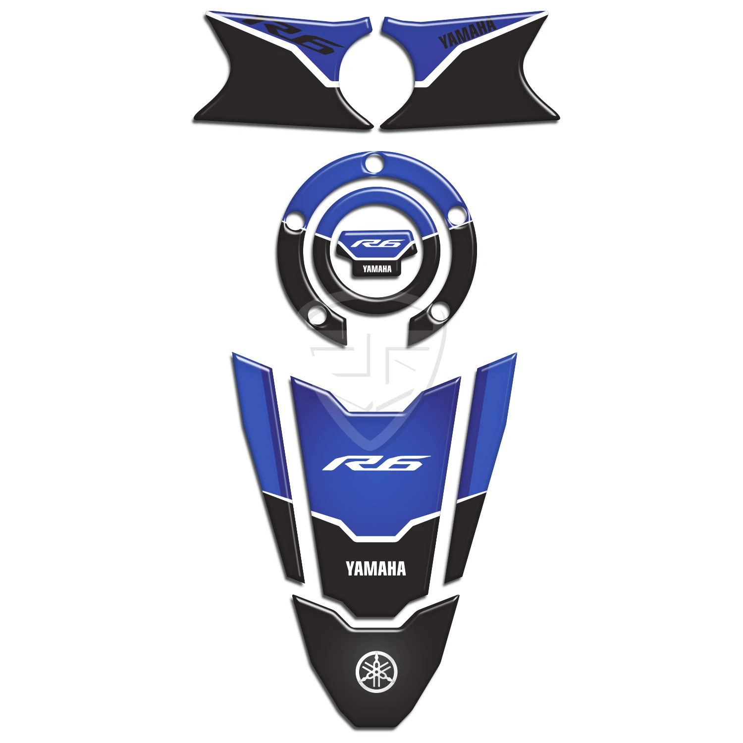 

Motorcycle Gas Fuel Oil Tank Pad Plate Fork Protector decoration Sticker Blue Black for Yamaha YZF R6 YZF600 2017 - 2020