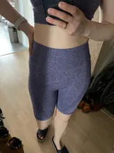 Pantalones cortos de motorista de cintura alta sin costuras para mujer, pantalones cortos de entrenamiento de realce de cadera, Yoga, correr, 8 pulgadas
