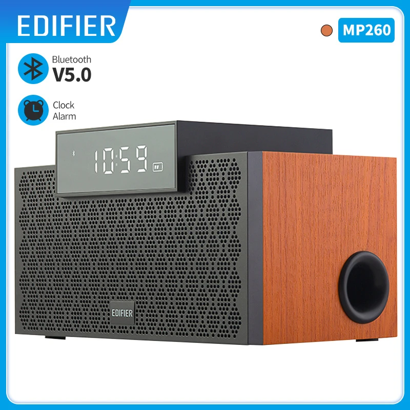 EDIFIER MP260 głośnik Bluetooth 5.0 drewniany Soundbar przenośne głośniki budzik głośnik Subwoofer bezprzewodowy