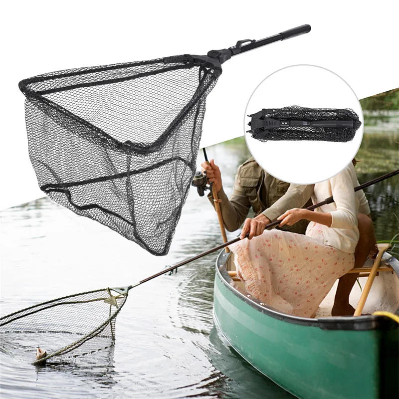 Rede de Desembarque de Peixes Triangular com Mosca Dobrável Portátil Pesca Peixes Captura ou Liberação s – m Net
