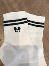 Disney-Calcetines informales para mujer, medias cómodas de algodón con dibujos de Minnie, Mickey, bordado