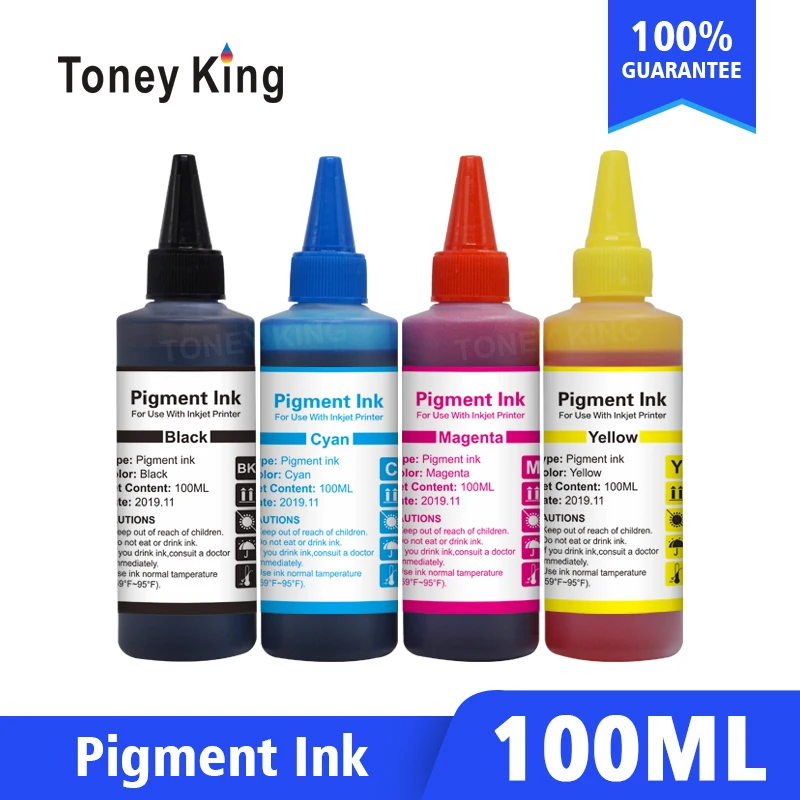 

Toneyking 4 Color 100ml/Bottle Refill Universal Pigment Ink For Epson Printers For HP For Canon Printer Ink with high quality