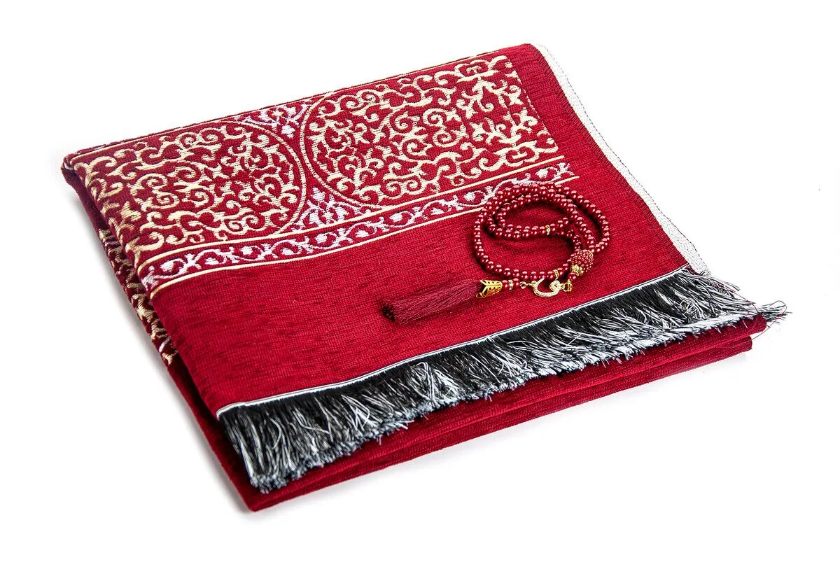 

WONDERFUL Gift Ultra Plus Kaaba Cover Prayer Rug Claret in Red color.