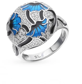 

Silver ring with cubic zirconia and sunlight enamel sample 925