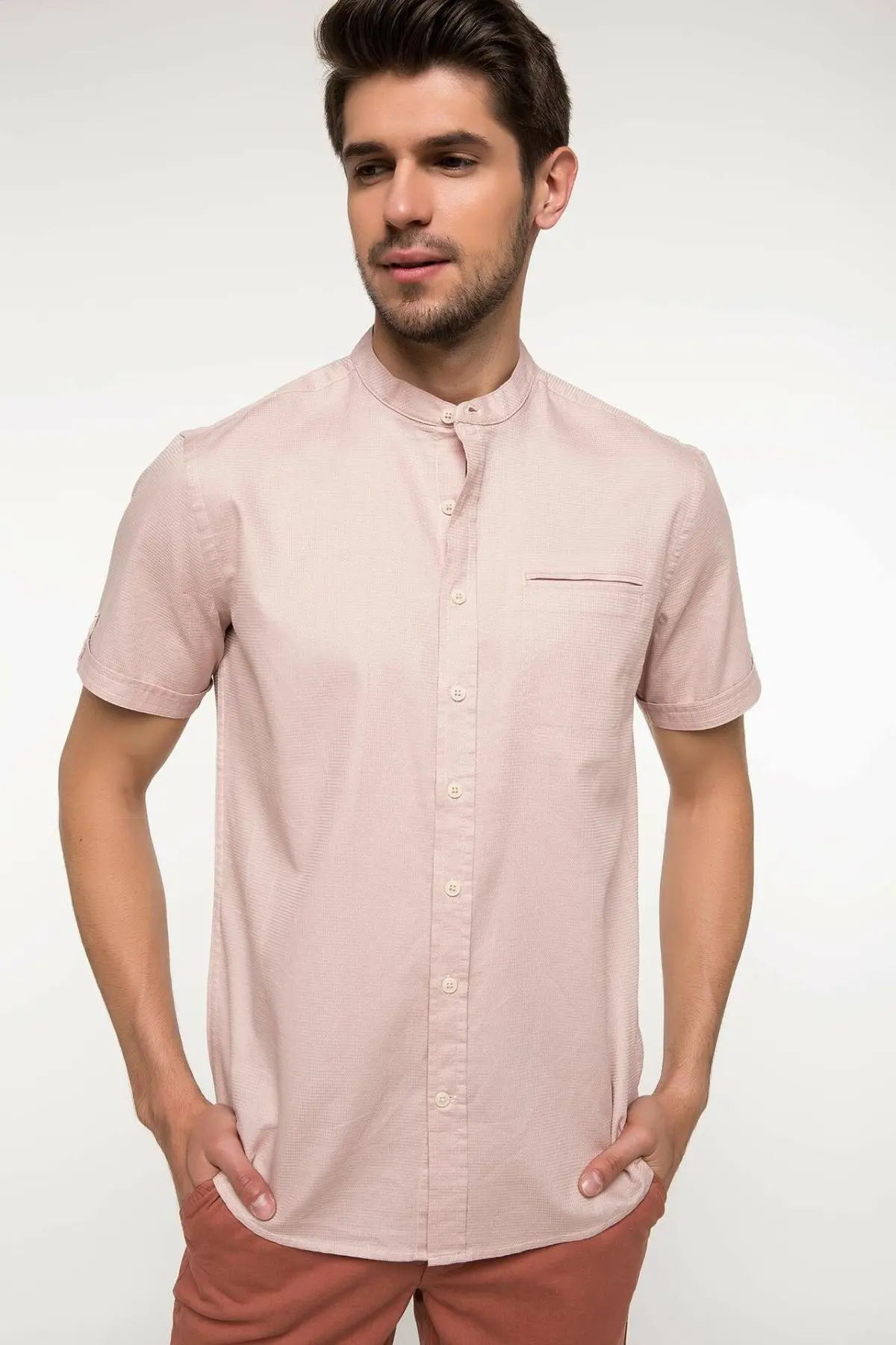 

DeFacto Man Fashion Short Sleeve Shirt Male Casual Loose Comfort Tops Men's Pure Color High Quality Shirts Summer - I3800AZ18SM