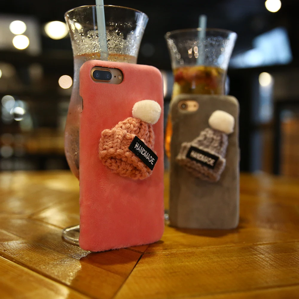 KISSCASE прекрасный Мех Чехол для iPhone 5 5S SE 3D шляпа Жесткий Чехол для iPhone 7 8 6 6S плюс 7 Новогодние товары случае теплые зимние Интимные аксессуары чехол на айфон 6 5s 5 se 7 8 чехлы на айфон 6 6s 7 5s 5 se 8