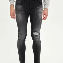 DeFacto мужские осенние Стильные черные обтягивающие джинсы, мужские джинсы с рисунком, мужские повседневные Trousers-M7107AZ19AU