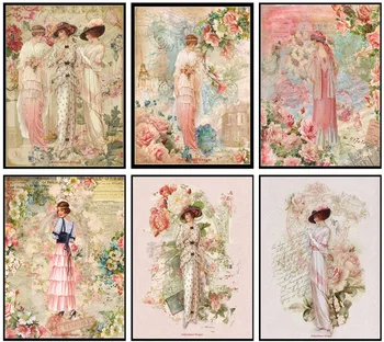 

Embroidery Counted Cross Stitch Kits Needlework - Craft 14 ct DMC color DIY Arts Handmade Decor - Victorian Pink Lady Collection