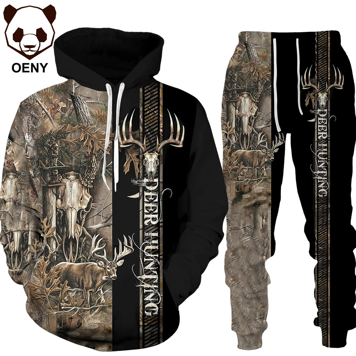 

Spring Autumn Animal Deer Hunting Camo Unisex 3D Hoodies and Tracksuit Men Outdoor Fishing Camping Sportwear Men's Clothing Suit