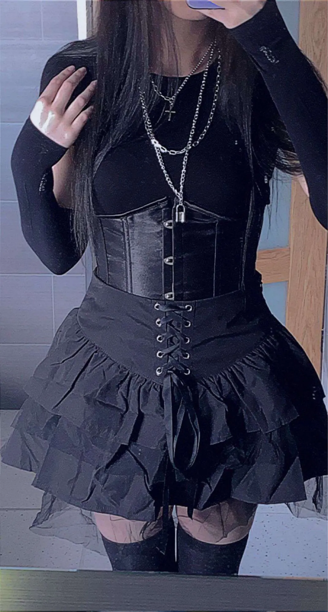 Egirl Gothic Lace Up Mini Skirt photo review