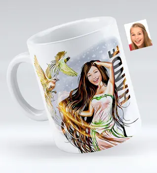

Personalized Women 'S Abstract Caricature Of White Mug Bardak-4